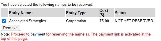 Delaware corporation name reservation