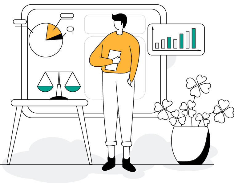 Illustration showing financial charts